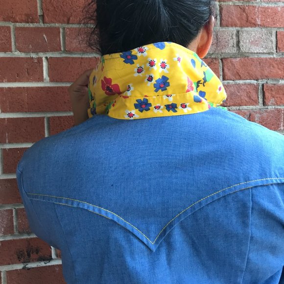 Funky vintage denim button down shirt oversized s - Picture 6 of 7